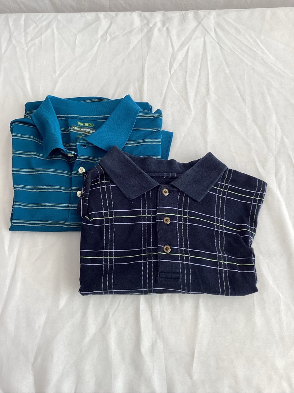 Bolle Men’s Golf/Tennis Shirts in Navy and Teal- Classic Short Sleeve Size L